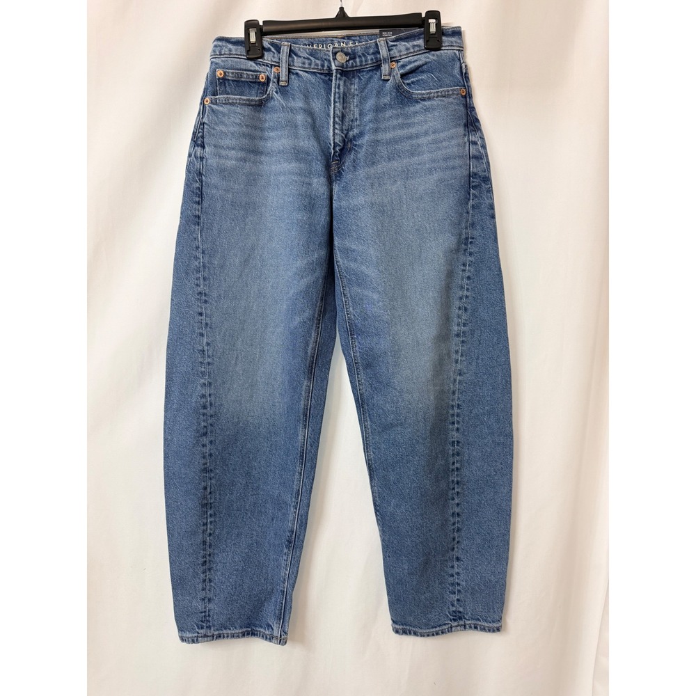 American Eagle Barrel Mid-Rise Stretch Jeans Tinted Medium Wash 2 Regular NWT